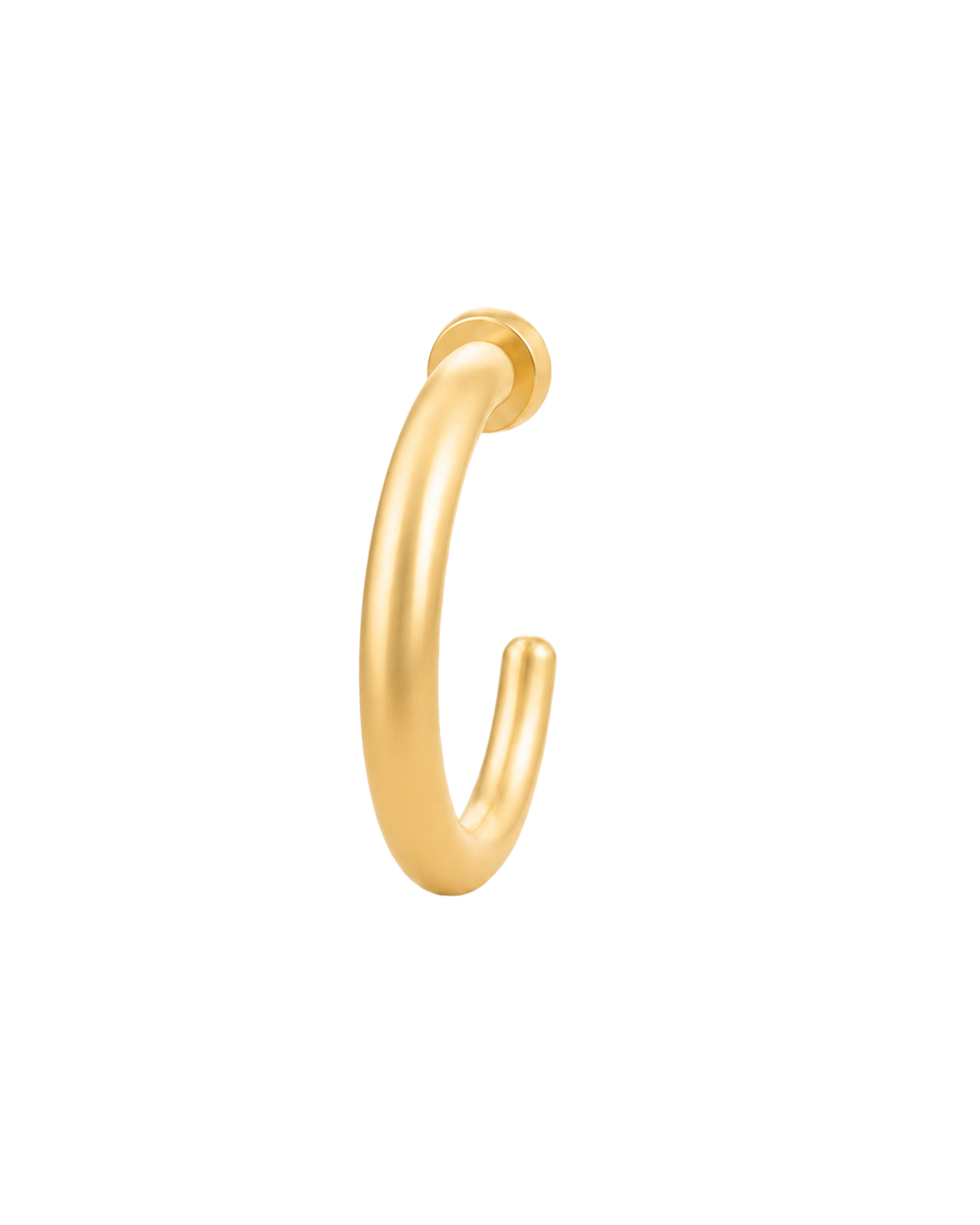 A minimal 14ct solid gold Ball Huggie Hoop with a smooth, rounded shape and a polished dimensional finish. Available in 18G or 20G, 6–10mm, in three gold colours.