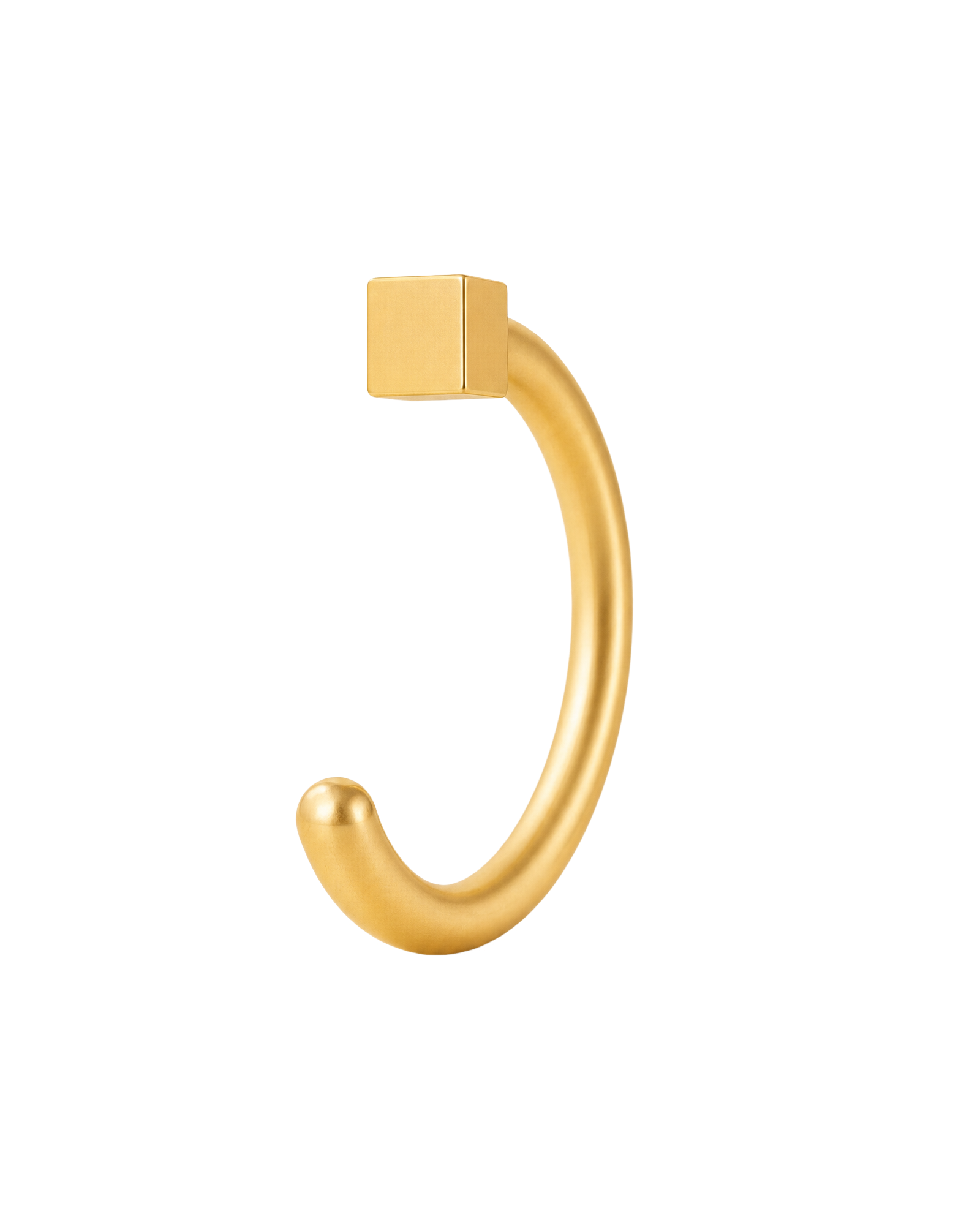A geometric 14ct solid gold Square Huggie Hoop with four even sides and a softly dimensional finish. Available in 18G or 20G, 6–10mm, in three gold colours.
