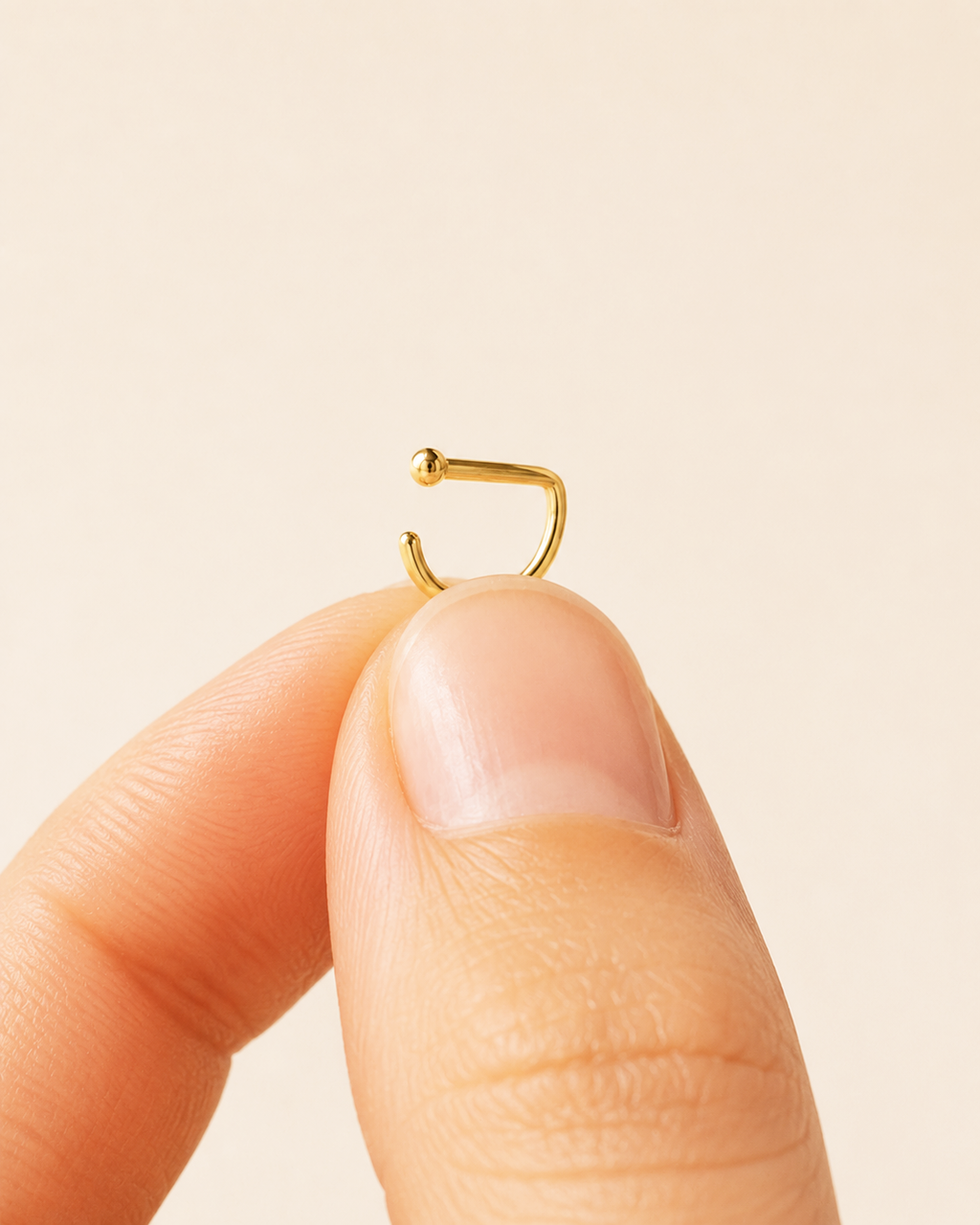 D-Shaped Nostril Ring with Ball End