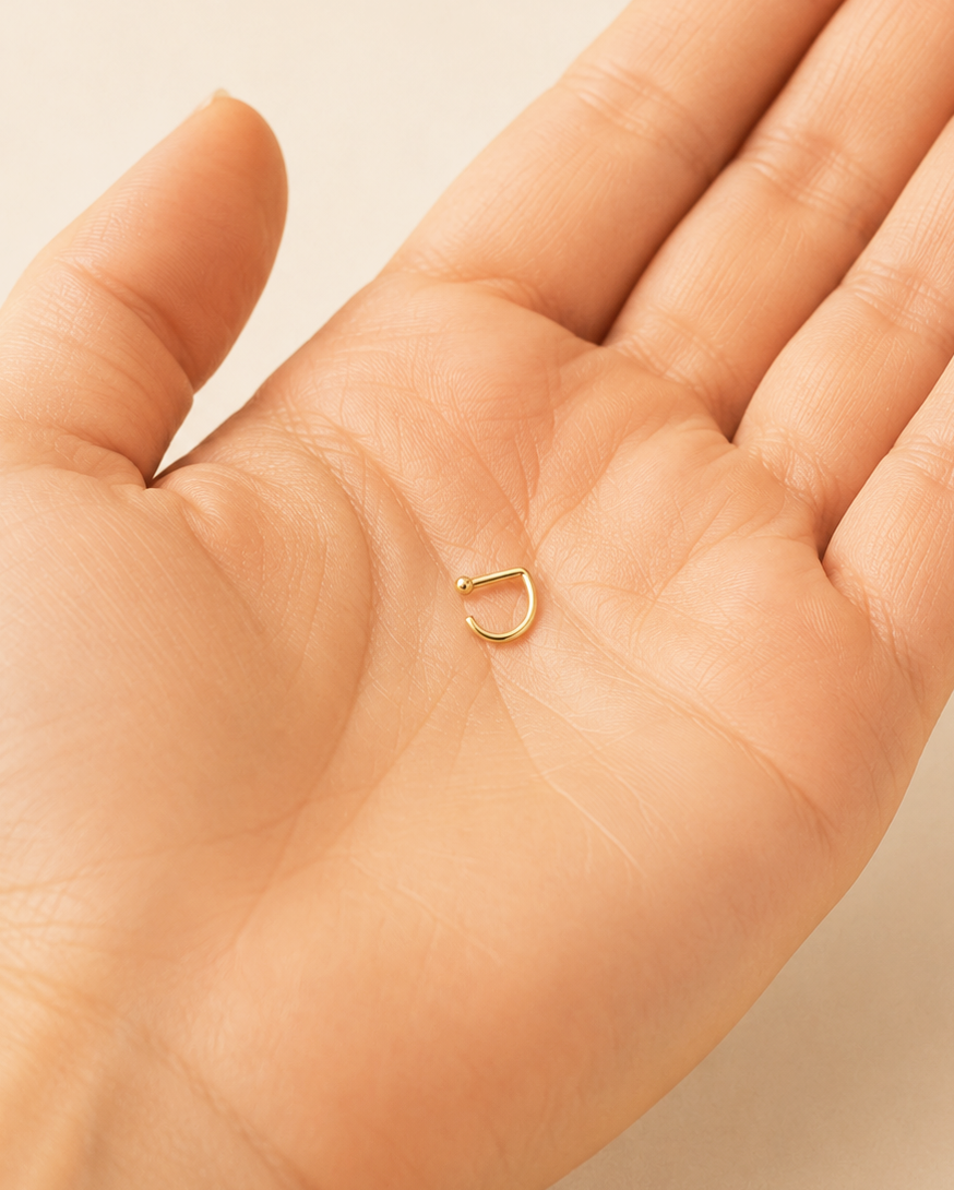 D-Shaped Nostril Ring with Ball End