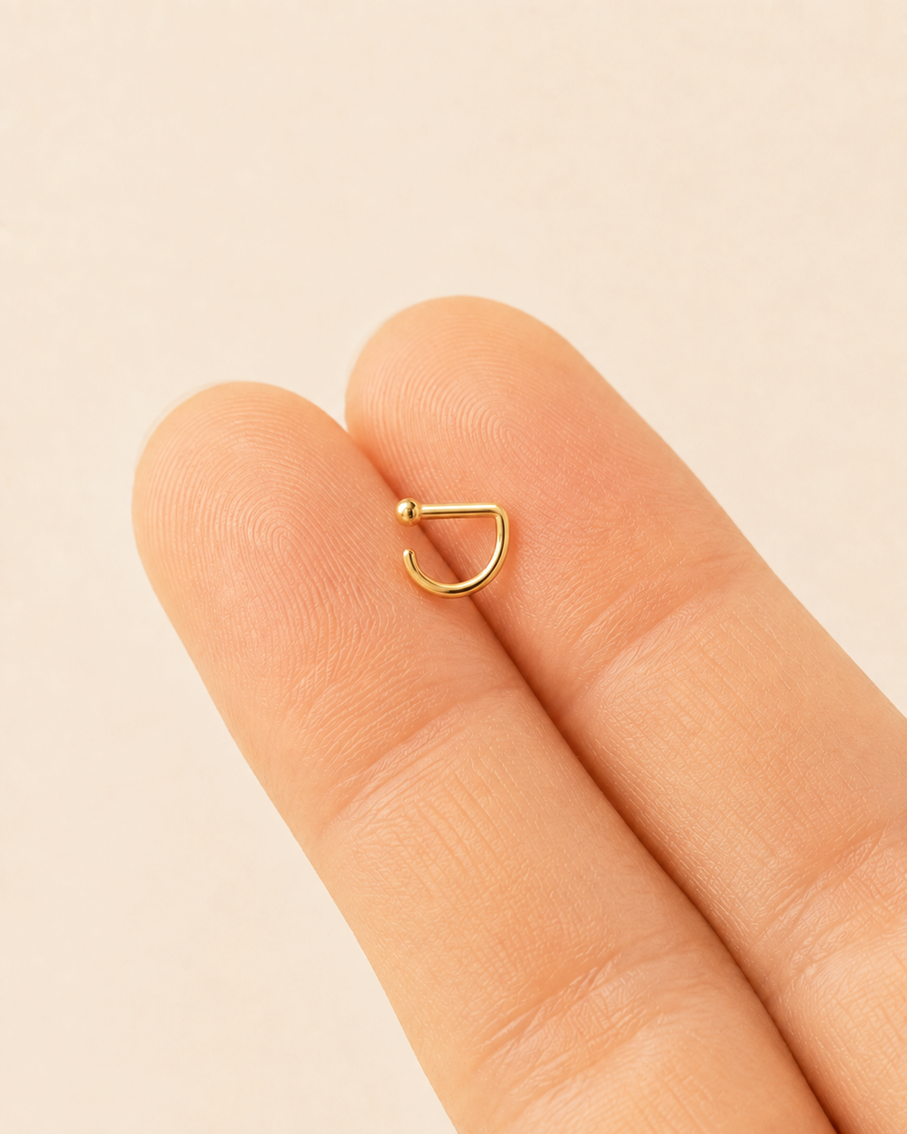 D-Shaped Nostril Ring with Ball End