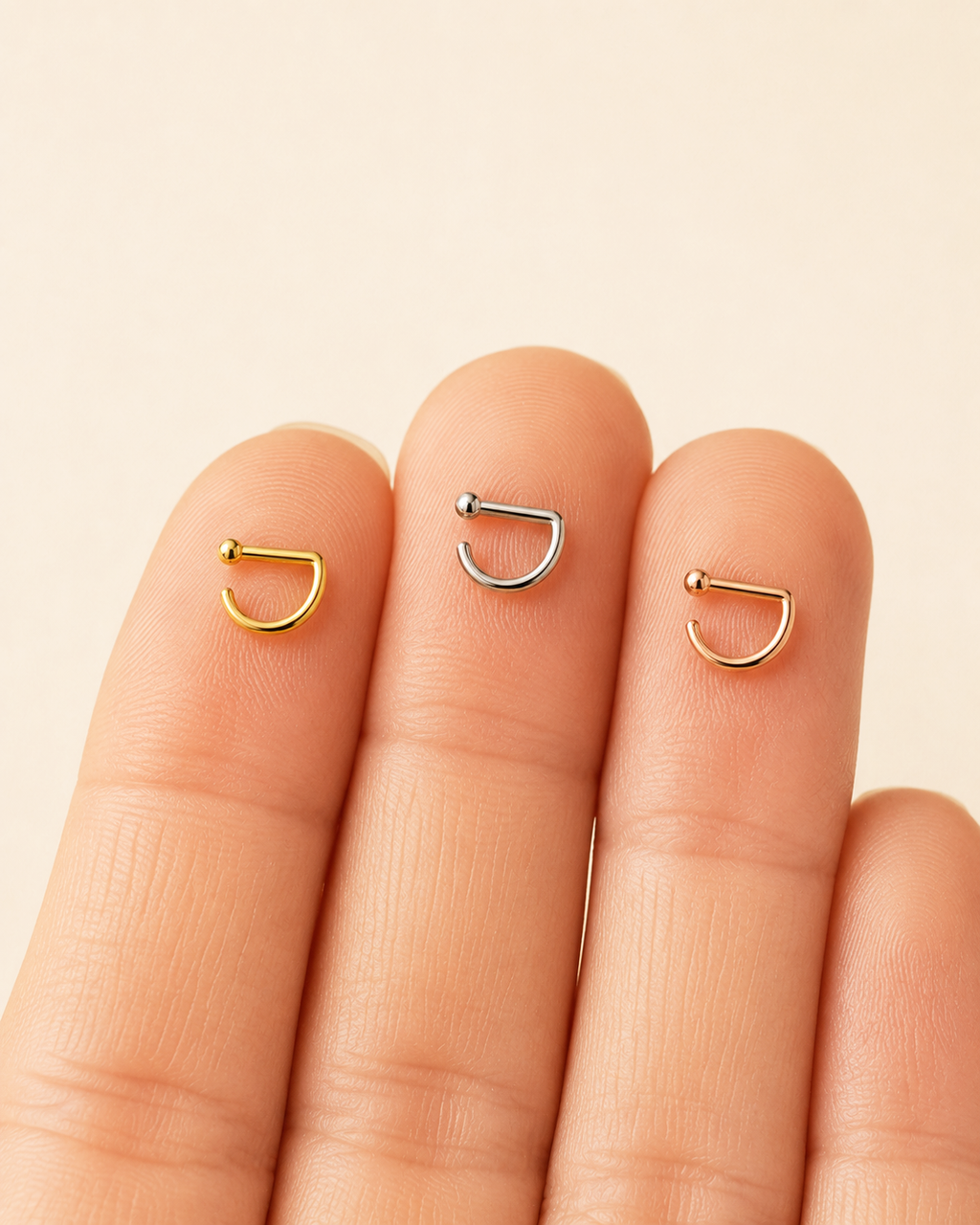D-Shaped Nostril Ring with Ball End