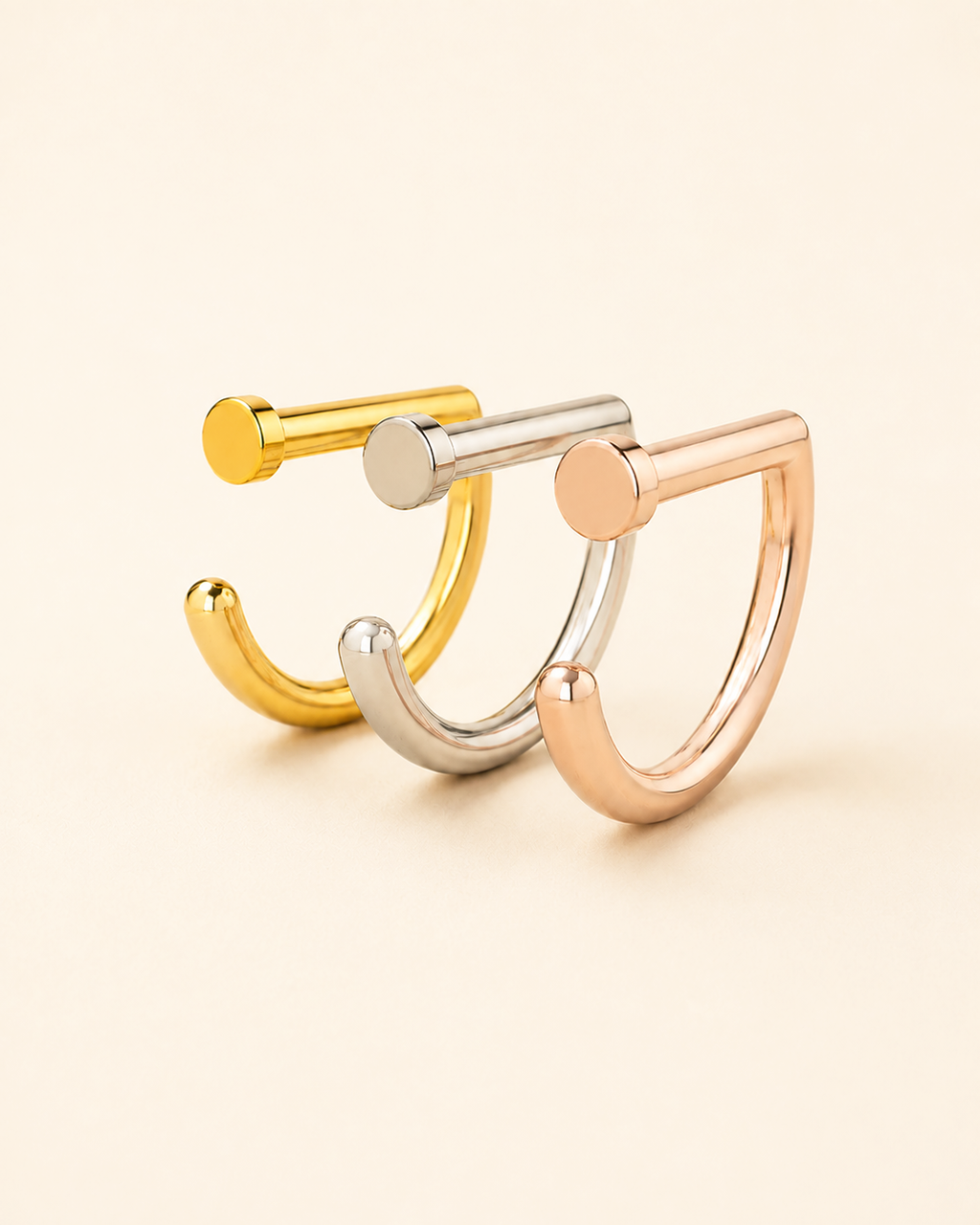 D-Shaped Nostril Ring with Flat Disc End