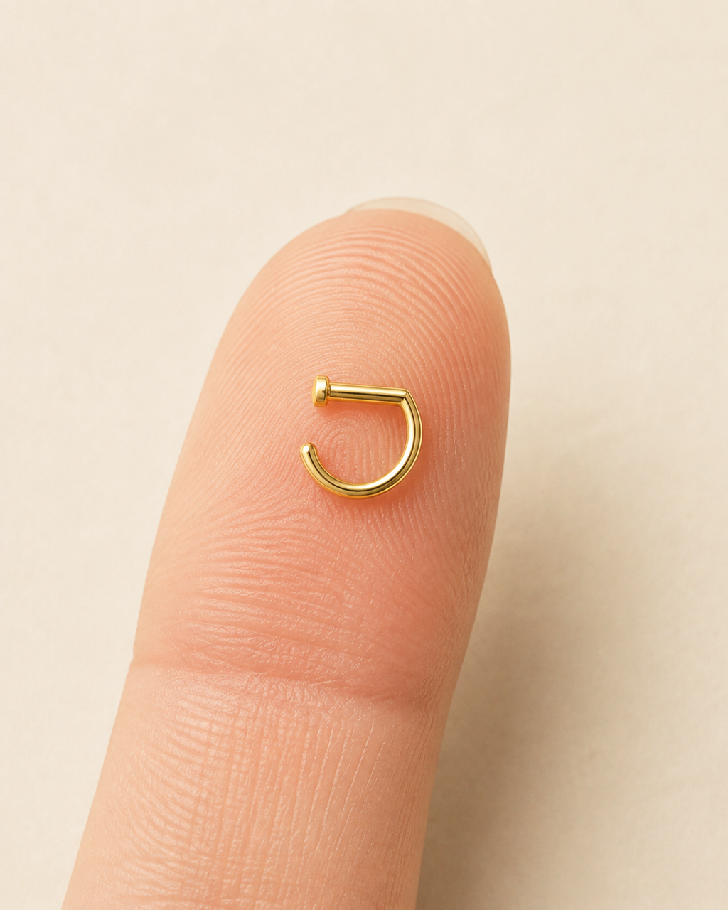 D-Shaped Nostril Ring with Flat Disc End
